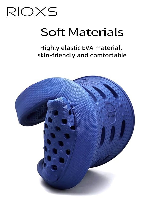 RIOXS Slippers For Men Women, Quick Drying Shower Slippers With Drainage Holes, Soft Comfortable Slippers, Unisex Flat Sliders, Non-Slip Bath Slippers, Bathroom Slippers For Indoor Outdoor Poolside Use, Lightweight Dorm Home Slide Sandals, Dark Blue - Image 3